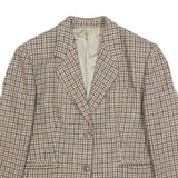 RODEL Womens Beige & Brown Wool Houndstooth Jacket XL Woven Button Closure
