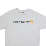 CARHARTT Mens Grey L Cotton Blend T-Shirt Short Sleeve Crew Neck Logo Print