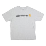 CARHARTT Mens Grey L Cotton Blend T-Shirt Short Sleeve Crew Neck Logo Print