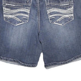 RUE 21 Womens Denim Blue Casual Shorts L W30 Embroidered Pockets Stylish