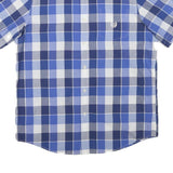 CHAPS Mens Blue & White Check Shirt M Cotton Blend Casual Button-Down Short