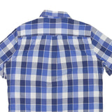 CHAPS Mens Blue & White Check Shirt M Cotton Blend Casual Button-Down Short