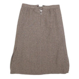 Womens Brown A-Line Midi Woven Plain Skirt Size S Classic Office Wear