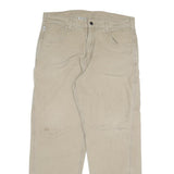 CARHARTT Mens Relaxed Beige Cotton Blend Zip Trousers W36 L32 Workwear Pants