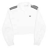 ADIDAS Womens White Sweatshirt Crew Neck UK 10 Cotton Blend Long Sleeve