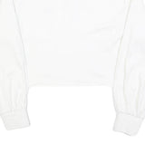ADIDAS Womens White Sweatshirt Crew Neck UK 10 Cotton Blend Long Sleeve