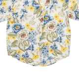 LIZ WEAR Womens White & Blue Floral Cotton Blend Shirt S Summer Casual