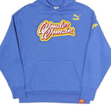 PUMA Womens Blue Wonder Woman Hoodie XS Cotton Pullover Sweatshirt