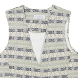 STAMPEDE Womens Grey & Cream Patterned Button Jacket S Cotton Blend Vest