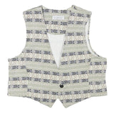 STAMPEDE Womens Grey & Cream Patterned Button Jacket S Cotton Blend Vest