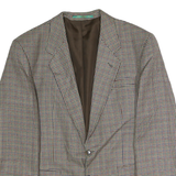 CANDA Mens Brown & Blue Wool Houndstooth Tailored Button Jacket 2XL Woollen