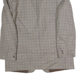 CANDA Mens Brown & Blue Wool Houndstooth Tailored Button Jacket 2XL Woollen