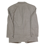 CANDA Mens Brown & Blue Wool Houndstooth Tailored Button Jacket 2XL Woollen