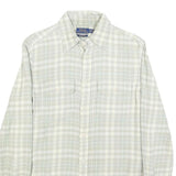 POLO RALPH LAUREN Mens Beige & White Checked Shirt XS Casual Cotton Blend Long