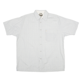 WRANGLER Mens White & Grey Short Sleeve Casual Shirt L Cotton Button Pocket