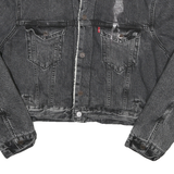 LEVI'S Womens Black Cotton Blend Denim Sherpa Lined Button Jacket XL