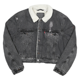 LEVI'S Womens Black Cotton Blend Denim Sherpa Lined Button Jacket XL