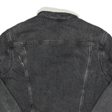 LEVI'S Womens Black Cotton Blend Denim Sherpa Lined Button Jacket XL