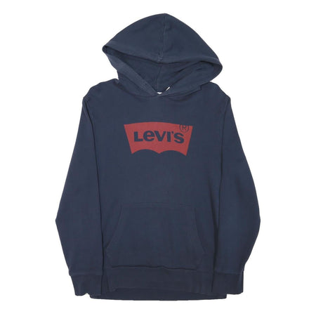 LEVI'S Mens Blue Hoodie M Cotton Blend Pullover Classic Logo Sweatshirt