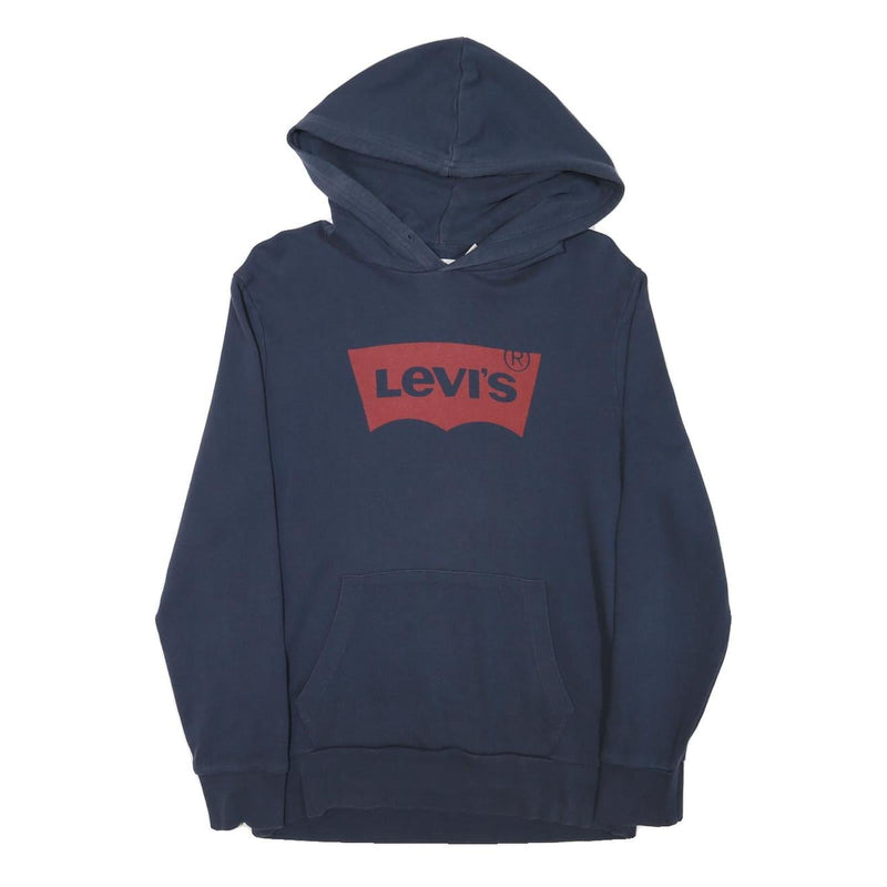 LEVI'S Mens Blue Hoodie M Cotton Blend Pullover Classic Logo Sweatshirt