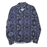 ZARA Mens Blue & Black Patterned Shirt M Cotton Blend Casual Long Sleeve