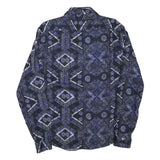 ZARA Mens Blue & Black Patterned Shirt M Cotton Blend Casual Long Sleeve