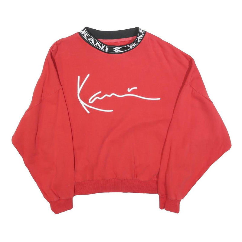 KARL KANI Womens Red Crew Neck L Sweatshirt Cotton Blend Logo Collar