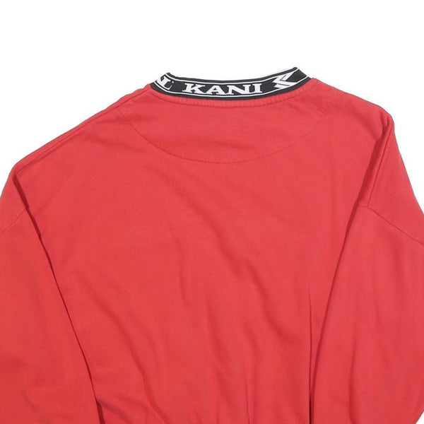 KARL KANI Womens Red Crew Neck L Sweatshirt Cotton Blend Logo Collar