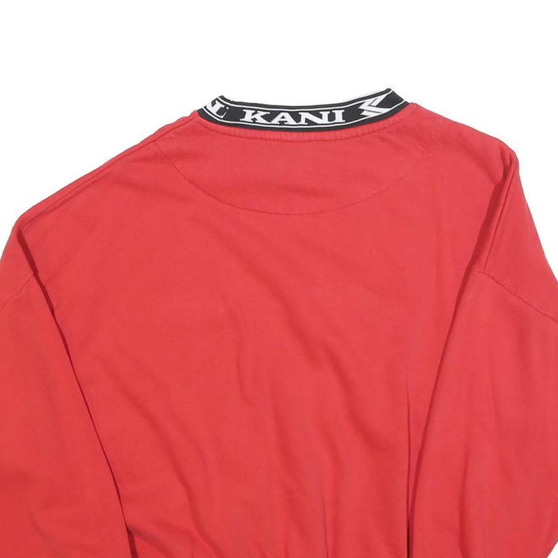 KARL KANI Womens Red Crew Neck L Sweatshirt Cotton Blend Logo Collar