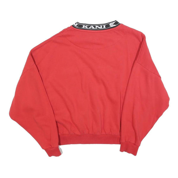 KARL KANI Womens Red Crew Neck L Sweatshirt Cotton Blend Logo Collar
