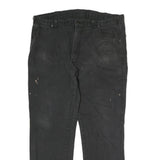 DICKIES Mens Cotton Black Slim Straight Trousers W37 L28 Workwear Zip Closure