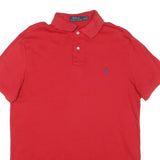 POLO RALPH LAUREN Mens Red Short Sleeve Plain M Cotton Blend Polo Shirt