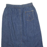 Womens Blue Denim Zip Front Midi Cotton Blend Skirt S Pocket Casual Everyday