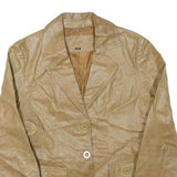 SUZY Womens Beige Leather Button Jacket M Soft Comfortable Classic Stylish