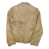 SUZY Womens Beige Leather Button Jacket M Soft Comfortable Classic Stylish