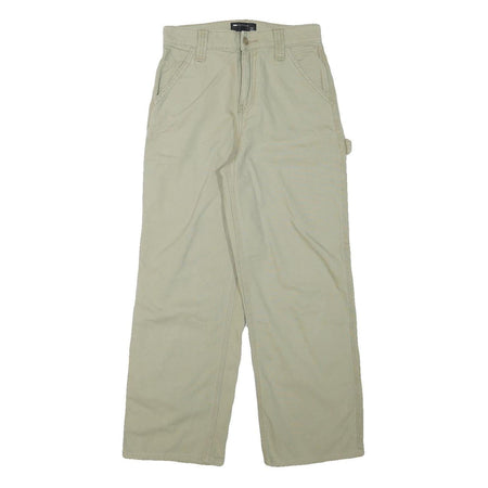 ASOS Womens Cotton Blend Beige Relaxed Straight Trousers W26 L26 Casual Utility