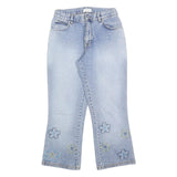 VILA Girls Regular Fit Light Blue Denim Jeans W26 L26 Embroidered Floral Design