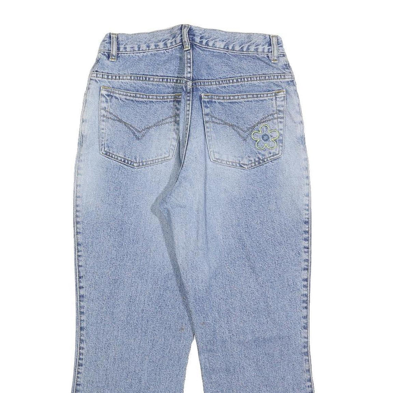 VILA Girls Regular Fit Light Blue Denim Jeans W26 L26 Embroidered Floral Design