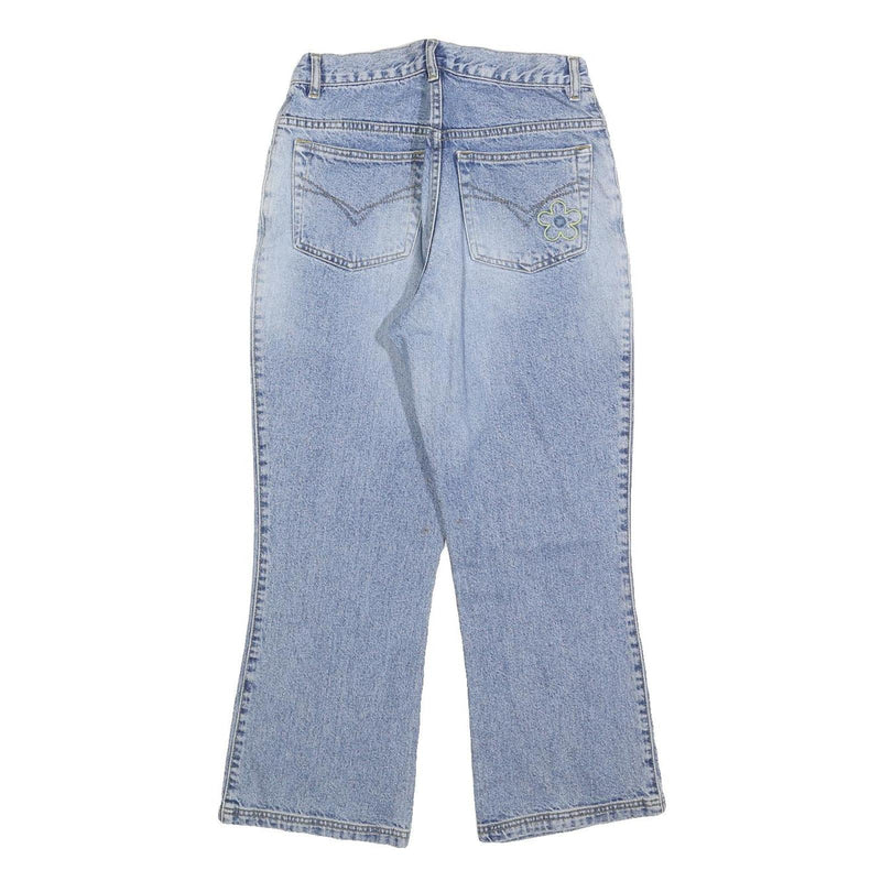 VILA Girls Regular Fit Light Blue Denim Jeans W26 L26 Embroidered Floral Design