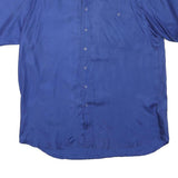 D FOR DIRECT Mens Blue Shirt L Polyester Short Sleeve Button Down Pocket