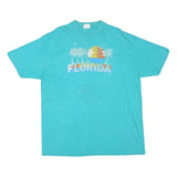 HANES Mens Blue Florida Graphic T-Shirt 2XL Short Sleeve Crew Neck Cotton Blend