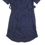 JIGSAW Womens Navy Linen Day Dress Short Sleeve UK 10 Belted Casual Summer Style