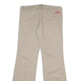 DICKIES Womens Cotton Blend Beige Regular Fit Straight Leg Trousers W34 L32