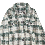 ZARA Womens Green & Cream Checked Button Jacket XS Cotton Blend Woven Stylish