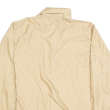 Mens Beige Patterned Shirt Button Long Sleeve L Vintage Style Casual