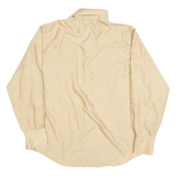 Mens Beige Patterned Shirt Button Long Sleeve L Vintage Style Casual