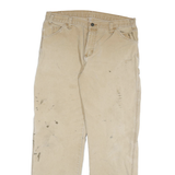 DICKIES Mens Jeans Beige Regular Straight Denim W34 L32 Durable Workwear Zip