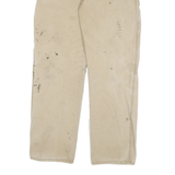 DICKIES Mens Jeans Beige Regular Straight Denim W34 L32 Durable Workwear Zip