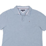TOMMY HILFIGER Mens Blue Short Sleeve Plain Polo Shirt XL Classic Cotton Blend