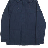 CARHARTT Mens Navy Blue Hooded Cotton Blend Jacket S Zip Casual Workwear